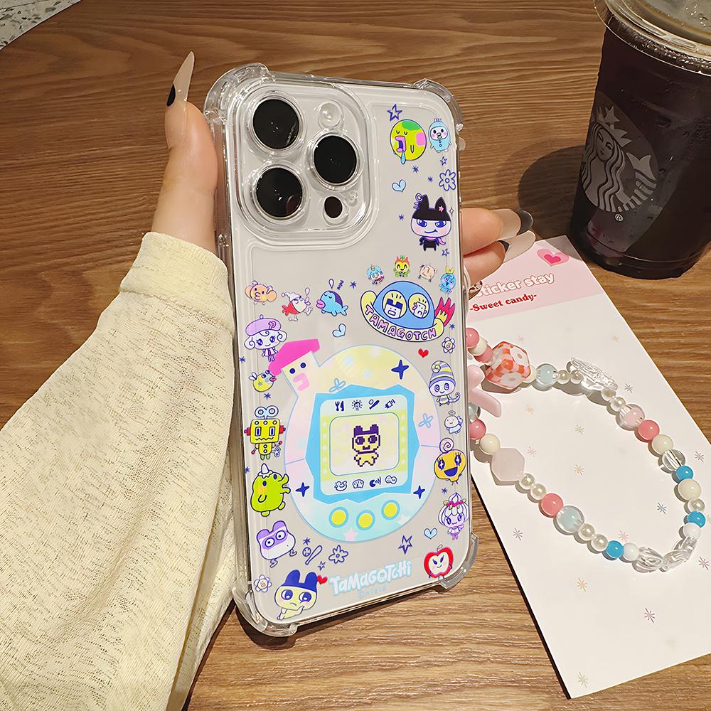 Чехол-брелок Tamagotchi для iPhone 16e 16 15 14 13 12 11 Mini Pro Max X XR XSMax 7 8 Plus, противоударный, прозрачный