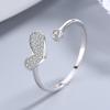 S925 Sterling Silver Ring Korean Style Heart-Shaped Open Ring Zircon Micro-Inlaid Simple Fashion Jewelry Ring