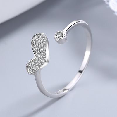 Кольцо из стерлингового серебра S925 пробы в корейском стиле в форме сердца с микроинкрустацией цирконием, простое модное ювелирное кольцо