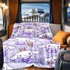 1pc Cute, Purple, Cinnamoroll RV Blanket, Digital Printed Flannel Blanket, Multi-Purpose Four Seasons Hypoallergenic Quilt for Sofa, Bed, Of