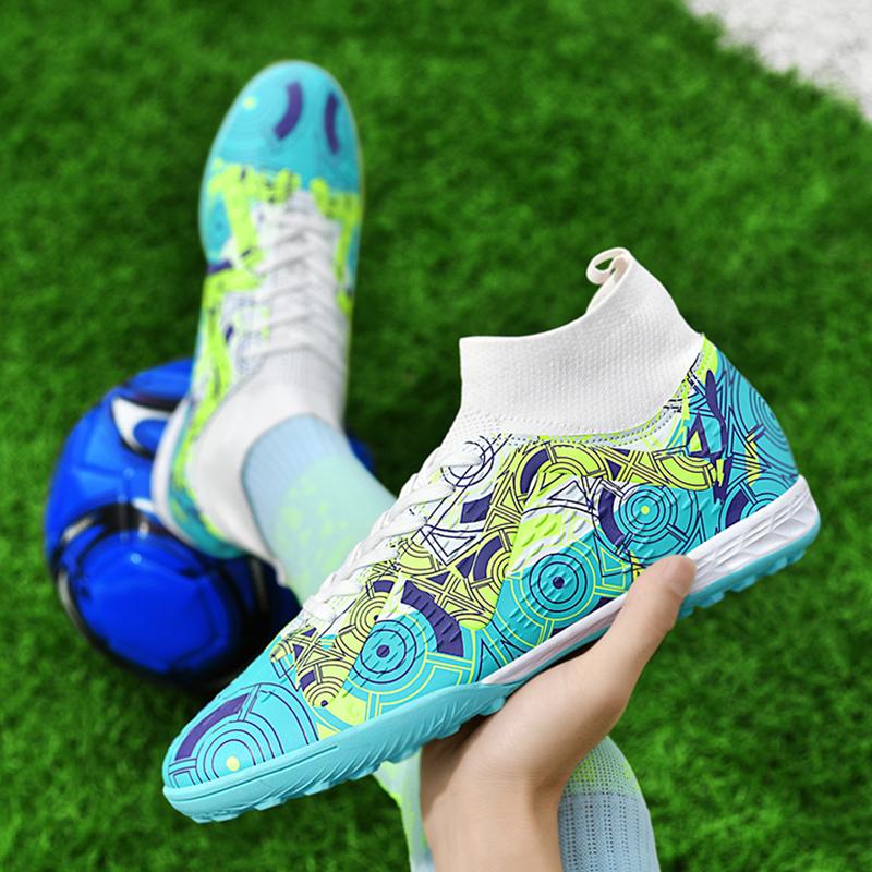 Men's Soccer Shoes FG/TF Non-Slip Soccer Cleats Train Shoe Personalized Print Design Outdoor Sneakers High Top Football Boots 46