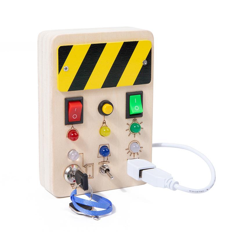 Детская деревянная доска Монтессори со светодиодной подсветкой, сенсорные образовательные мероприятия, путешествия для малышей, От 1 до 3 лет, тумблер