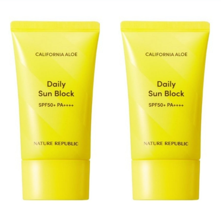 Ежедневный солнцезащитный крем с алоэ Nature Republic California Aloe SPF50+ PA++++ 57 мл*2 шт.