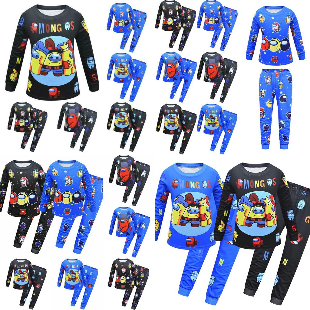 Пижамный комплект с длинным рукавом для детей Among Us, мягкая дышащая ночная одежда