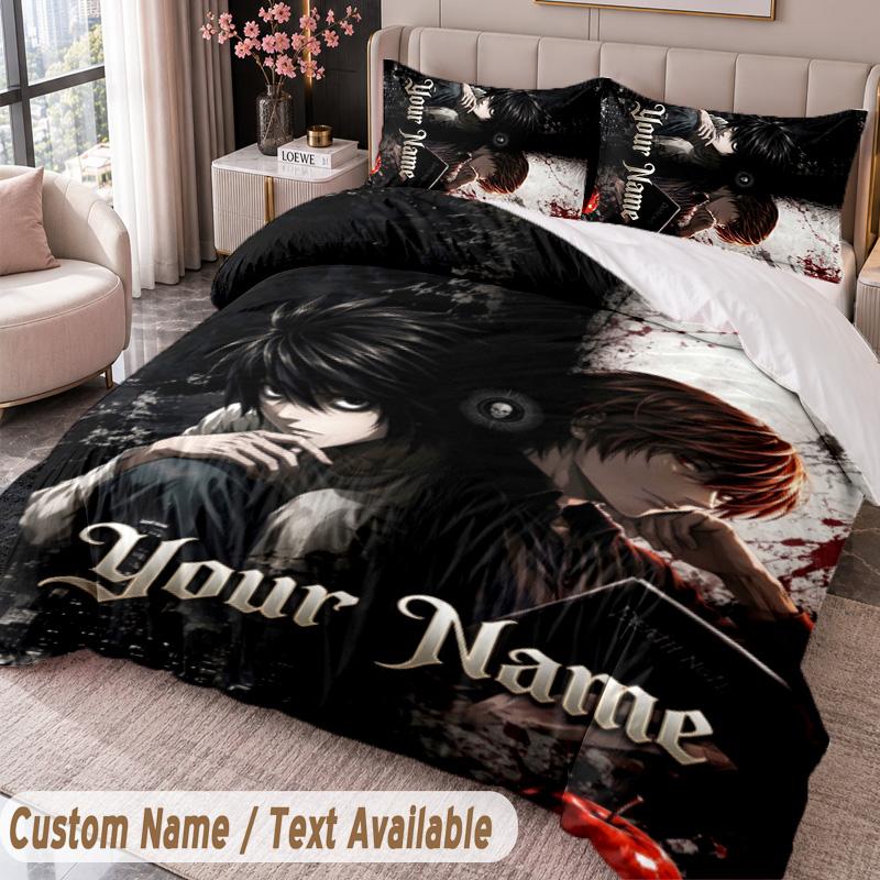 Custom Name Text 3Pcs Bedding Set Death Note Duvet Cover And Two Pillowcases