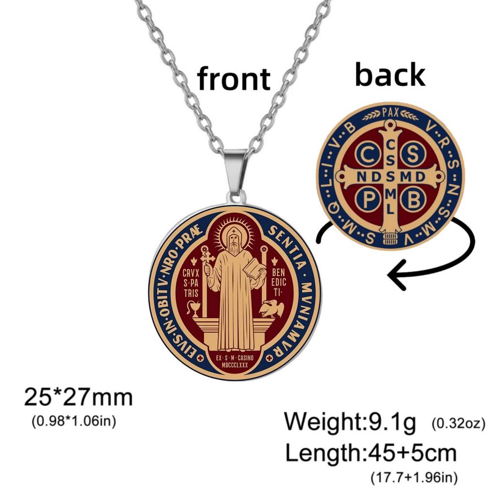 Колье с пентаграммой Святого Бенедикта из нержавеющей стали с изображением ведьминского узла, религиозное украшение с символом тетраграмматона для защиты.