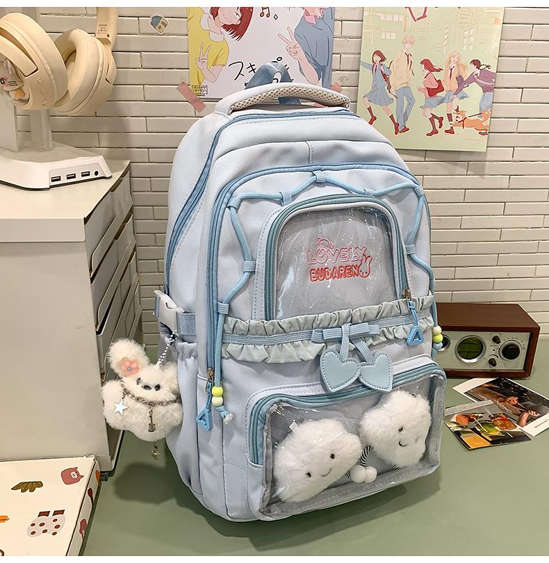 Школьная сумка в стиле Schoolbagins высокая стоимость студенческая школьная сумка женская корейский студенческий стиль двухсекционный рюкзак балетный стиль кружевная косметичка