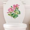 Летняя наклейка на унитаз с цветком лотоса, съемная самоклеящаяся водонепроницаемая ПВХ для гостиной, ванной комнаты, стены искусства, цветочная наклейка для украшения крышки унитаза