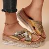 Fashion Women Shoes Fashion Cross Band Wedges Sandals Luxury Women Summer 2025 Platform Thick Bottom Slippers Plus Size Pu Leather Slide