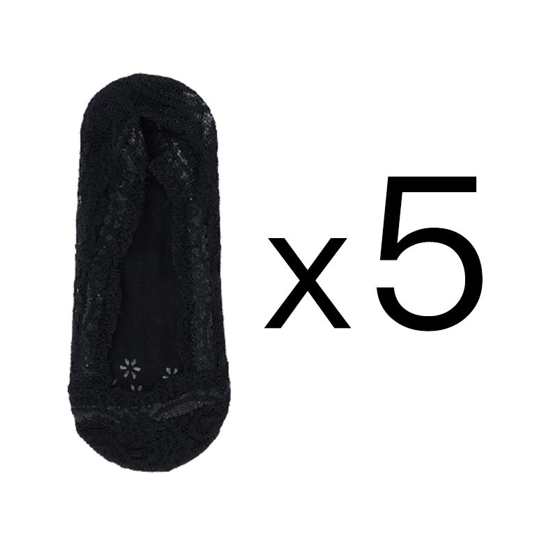 5 Pairs Women's Boat Socks Summer Breathable Comfortable Lace Invisible Socks Thin Silicone Non-Slip Boat Socks Low Socks