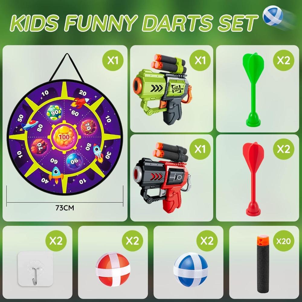 Dart Board for Kids Shooting Games with Toy Guns Sticky Balls Darts Indoor Outdoor Party Sport Toys Birthday Gift for Boys Girls