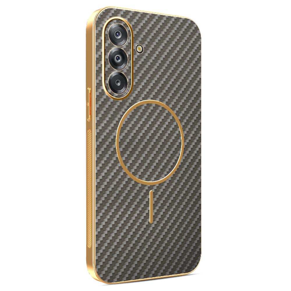 For Samsung Galaxy A26 5G Phone Case Carbon Fiber Textured Electroplated TPU Back Cover