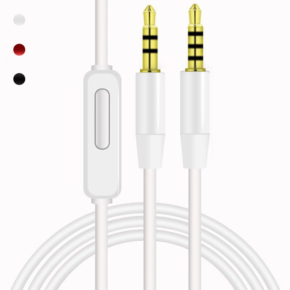 1.2m Headphone Volume Control Speaker Line Audio Cable 3.5mm Jack Aux Cord with Mic