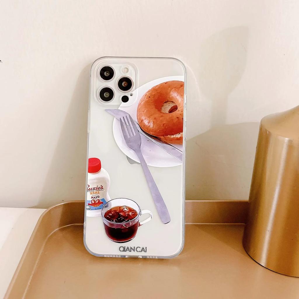 Этикетка для хлеба Завтрак Чехол для телефона Для iPhone 16 15 14 13 12 11 Pro Max XS X XR 7 8 SE Задняя крышка Мягкий чехол Funda