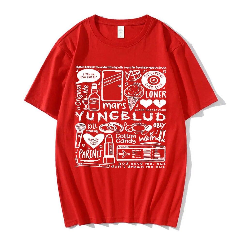 Футболка с принтом Yungblud, унисекс WoUnisex, футболка большого размера с круглым вырезом и короткими рукавами, футболка в стиле хип-хоп, футболки унисекс с графикой, уличная одежда