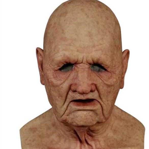 Crying Child Latex Mask with Wig - Handsome Guy Style Halloween Old Man and Young Person Face Mask