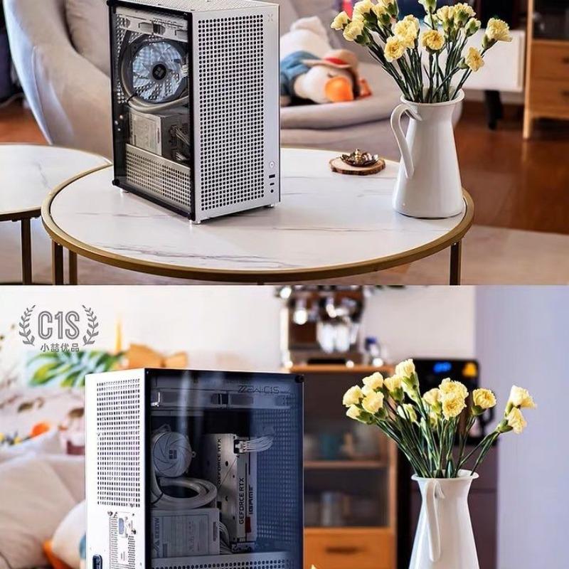 Полностью алюминиевый корпус C1S MATX Блок питания ATX Настольный компьютер высотой 161 мм с воздушным охлаждением и C-портом