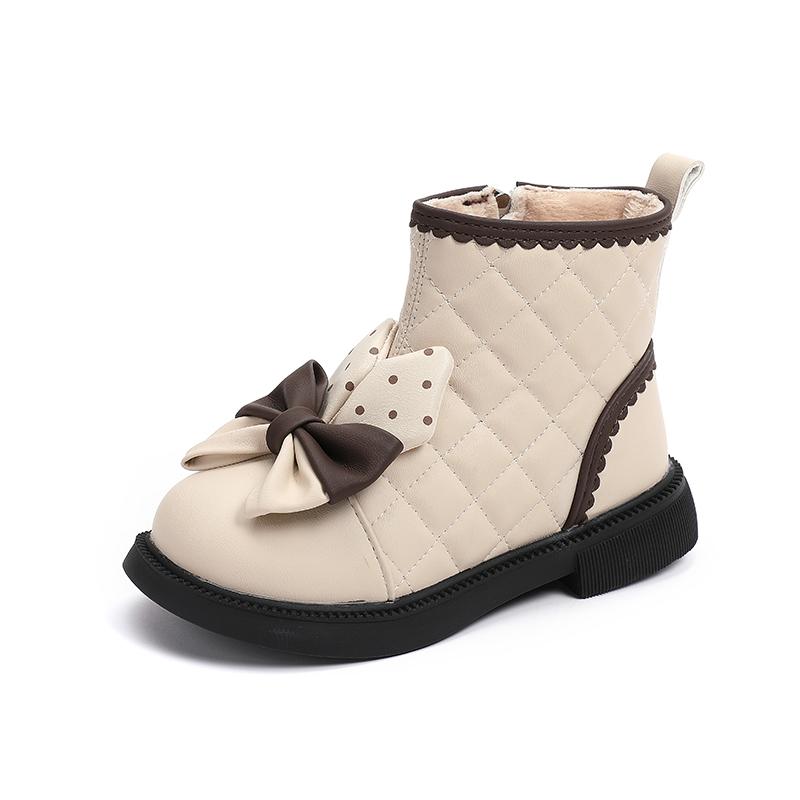 2023 корейские весенне-осенние новые милые короткие сапоги для девочек, детские ботинки принцессы в горошек с бантом, детская мода