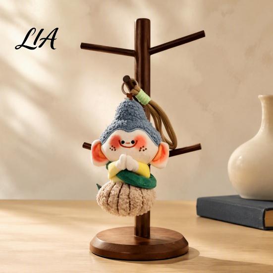 Charming Character Pendant Cute Buddha Keychain, Dunhuang Style Plush with Embroidered Decorative for Keys Details, Soft Car Bag Charm, Creative Gift