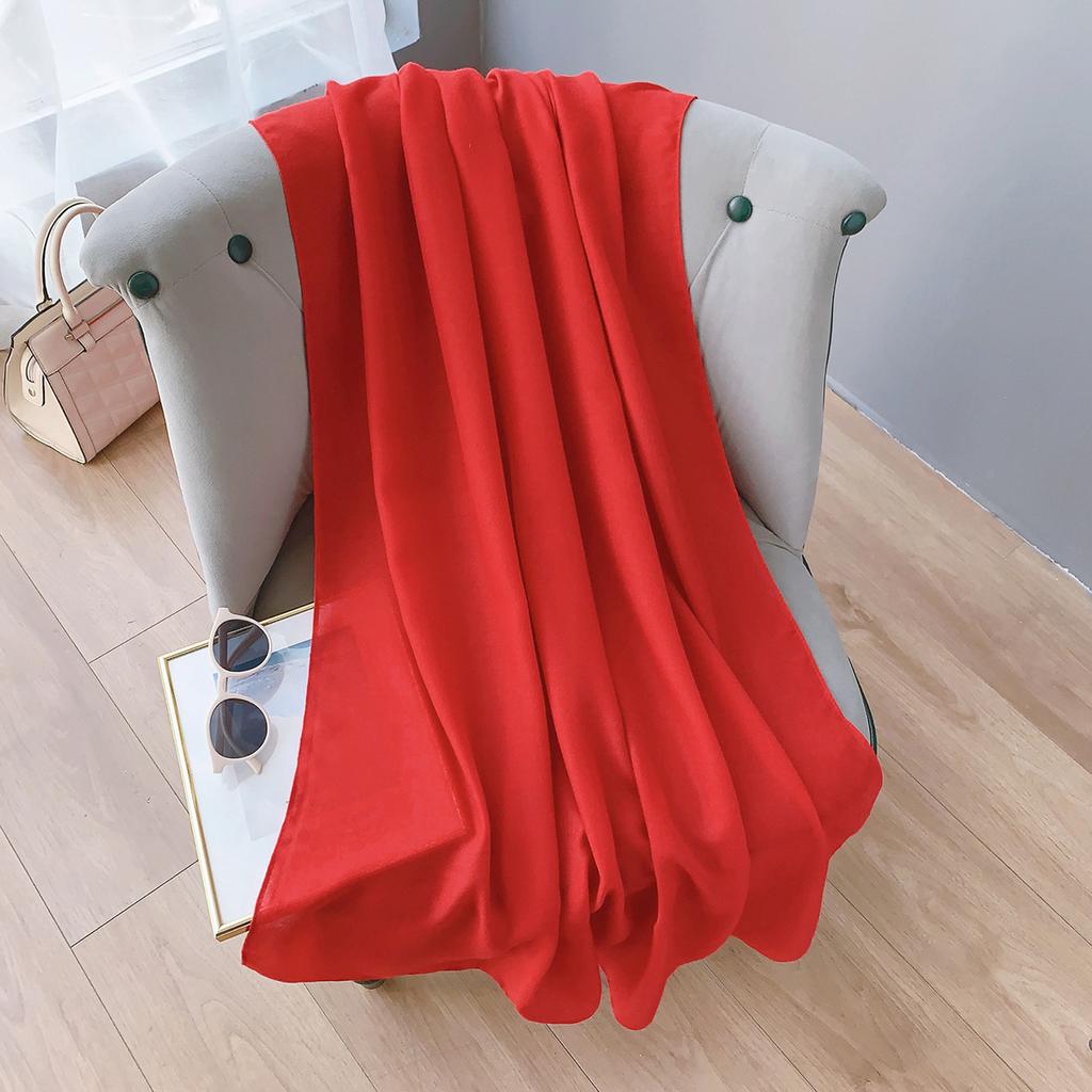 Women's Spring and Summer Literary Korean Version Long Solid Color Shawl Thin Versatile Neck Protection Scarf Air-conditioned Exterior