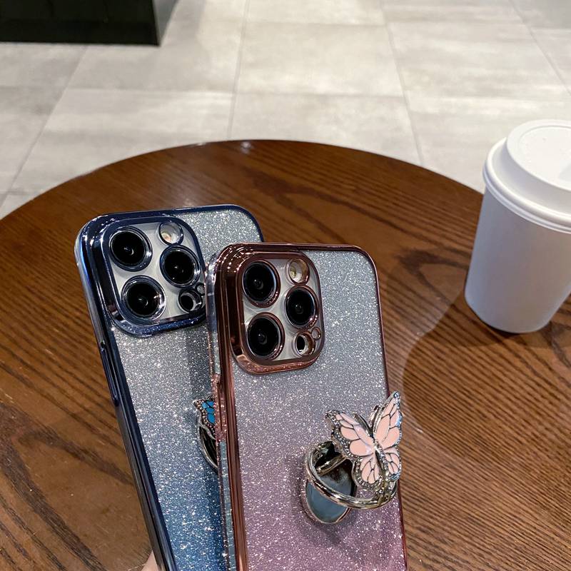 Блестящий чехол для телефона с кольцом-подставкой в виде бабочки для HONOR 200 100 90 80 70 60 50 30 20 10 Lite 9X Pro X9 X9B X9A 5G X50i 50SE Мягкая обложка