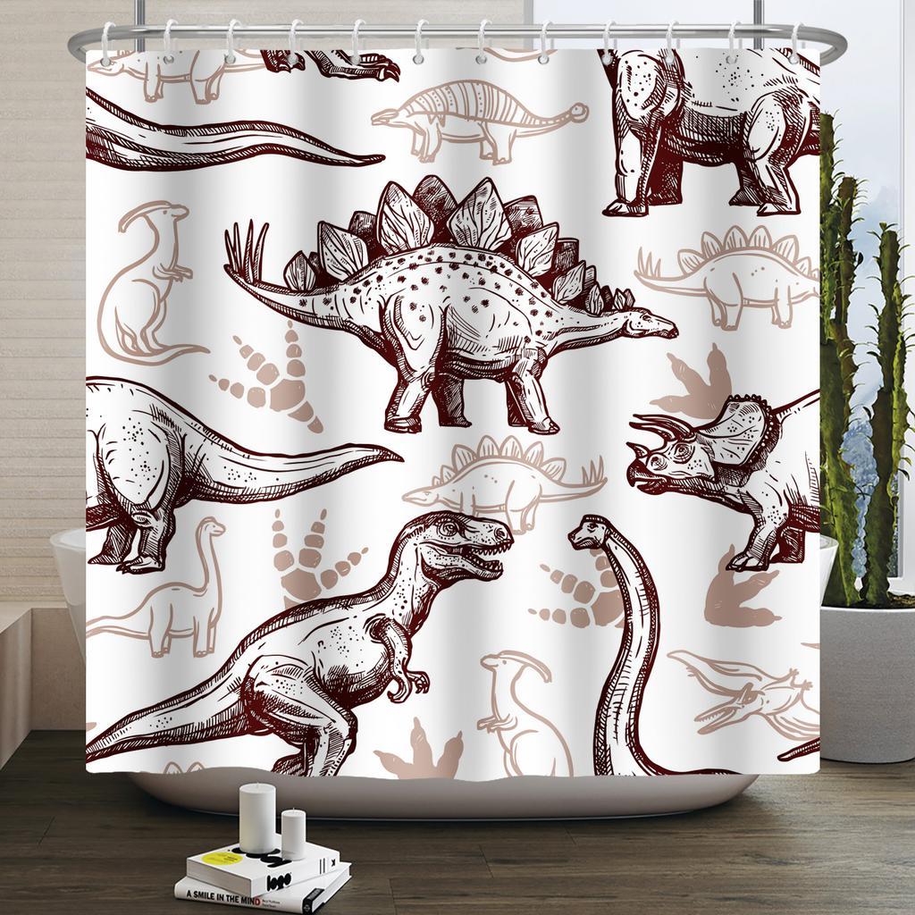 Забавная шторка для душа с динозаврами для ванной комнаты, милая шторка для ванной с животными, крутая шторка для ванной с динозаврами для детей, водонепроницаемая шторка для ванной, декор