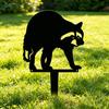Cute Raccoon Metal Garden Stake Black Raccoon Silhouette Decorative Yard Art