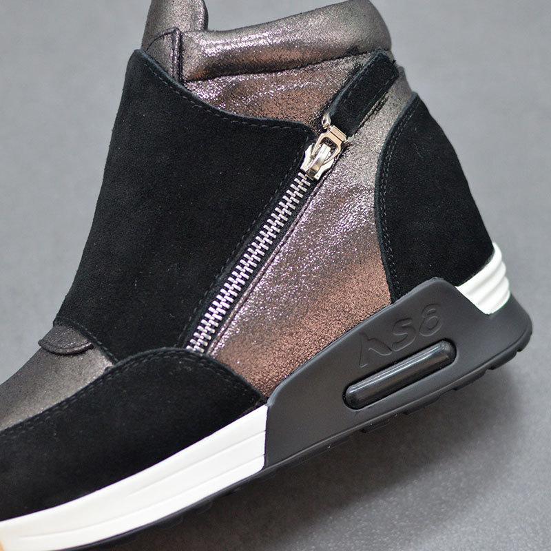 Замшевые кожаные кроссовки женские туфли на платформе модные женские кроссовки увеличивающие рост туфли женские повседневные туфли N011