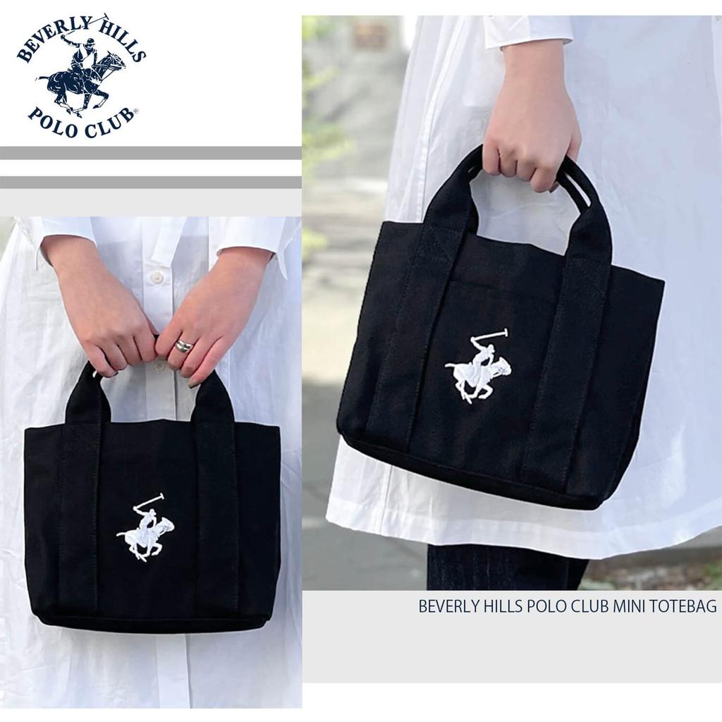 Сумка-тоут Hills Polo BEVERLY HILLS POLO CLUB Логотип бренда Beverly Hills Polo Club с вышивкой в виде пони Сумка-тоут BHPC из холста Мини-сумка 2 типа на выбор 10 л