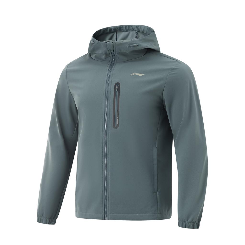 Li Ning Fitness Series Brand Logo Повседневная удобная ветровка на молнии Мужская верхняя одежда Шторм-серый AFDV071-3