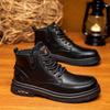 Мужские зимние кожаные ботинки Мартин в британском стиле, кожаные ботинки с высоким голенищем, мужские ботинки на толстой подошве из бархата, ботинки средней высоты в стиле милитари, мужская обувь
