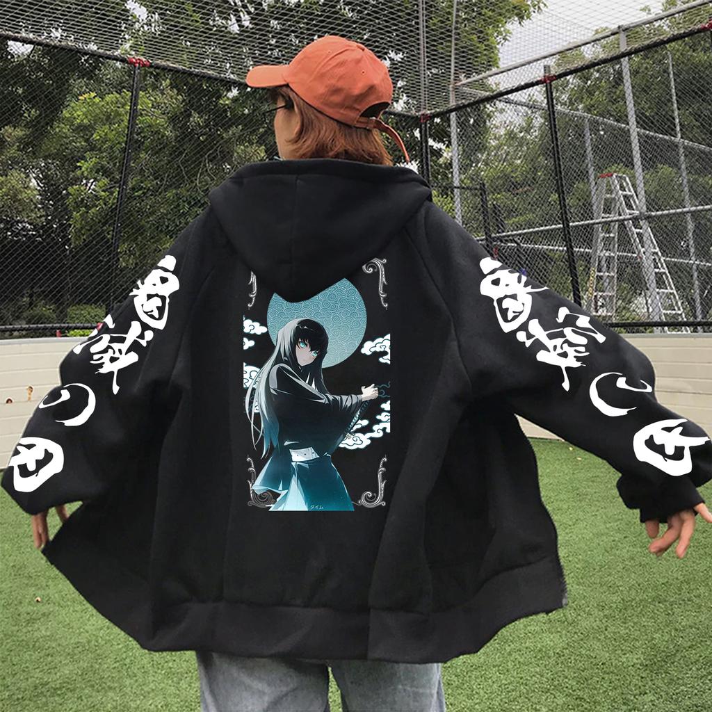 Demon Slayer Tokitou Muichirou Аниме Толстовки на молнии Мужчины Женщины Мода Harajuku Толстовки с длинными рукавами Повседневная готическая куртка на молнии Пальто