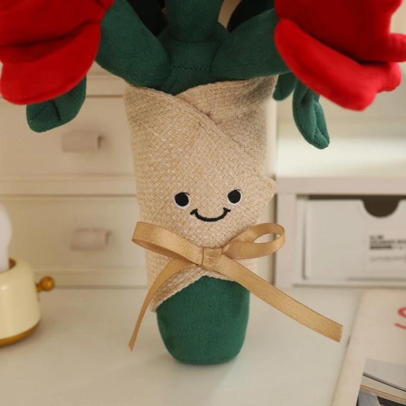 Плюшевая игрушка «Роза» с цветами в руках, букеты цветов, игрушка, реквизит для предложения руки и сердца, выпускной, подарок на День святого Валентина, день рождения