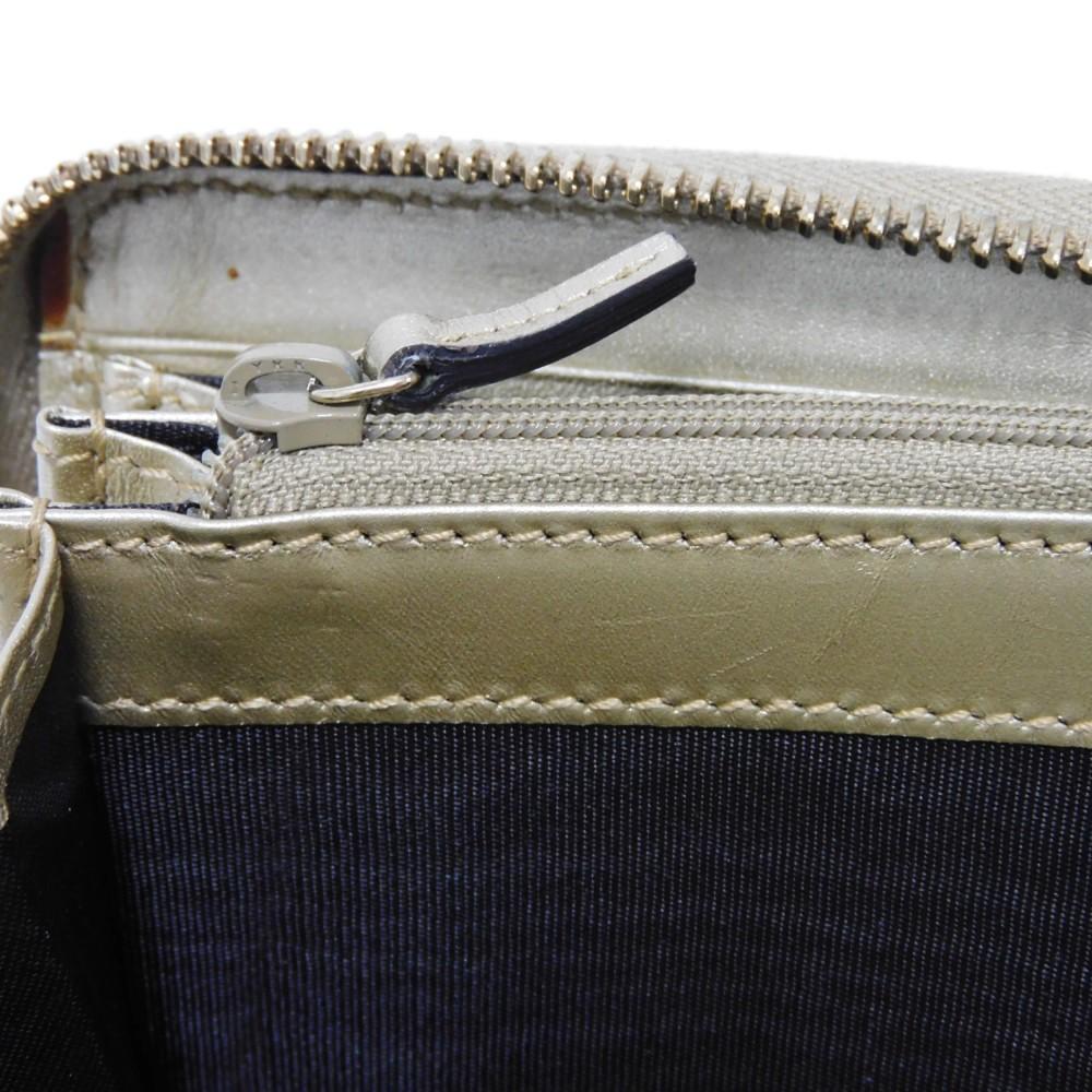 Used Guccissima Ribbon Zip-Around Wallet (9539) 388680 7940 Zip Around Micro GG Ribbon Champagne Gold Women's from