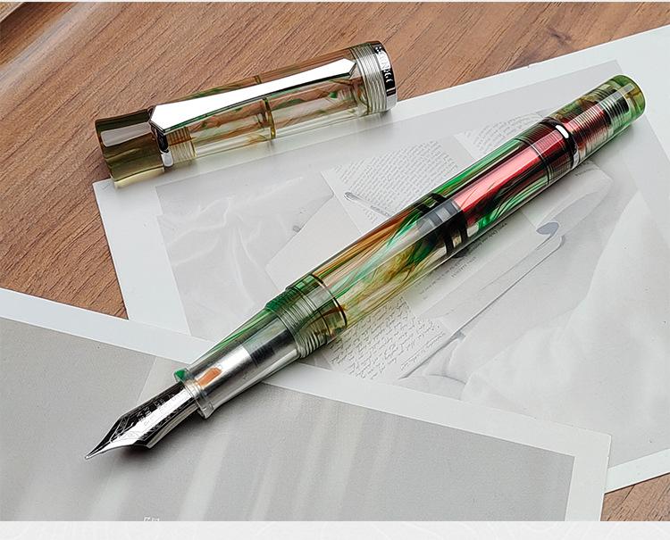 Поршневая перьевая ручка PENBBS 495 - Прозрачный акрил, большой объем, унисекс, для письма