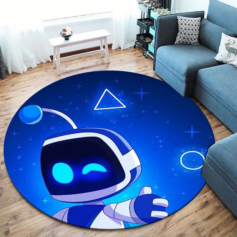 Круглый ковер ASTRO BOT, Ковер для гостиной, спальни, дивана, игровой комнаты, Декор, Нескользящий коврик для пола