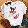 Cute French Bulldog T-shirt Animal Harajuku Print Pattern Shirt Fun French Bulldog Short Sleeves Animal Lover Tshirt Dog Mom Tee