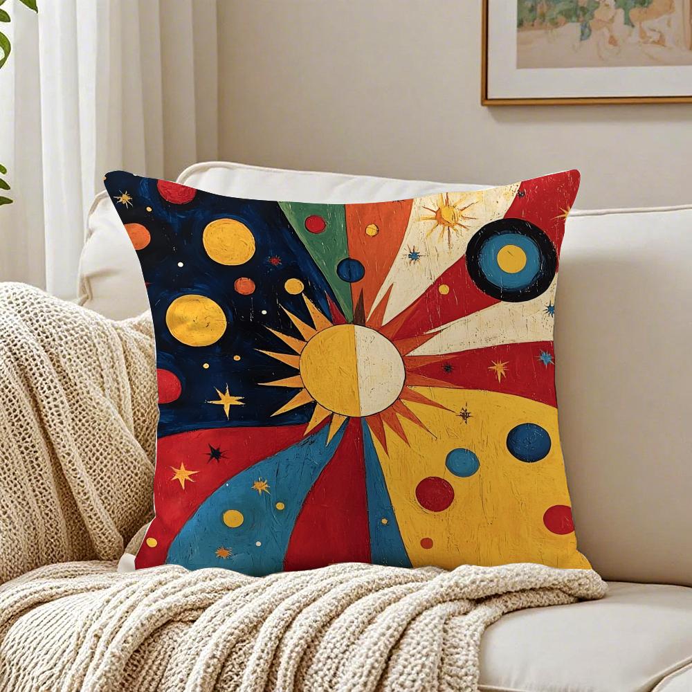 JJoan MMiro Abstract Art Painting Cushion Cover Linen Pillowcase Soft  for Sofa Bed Home Room Decor
