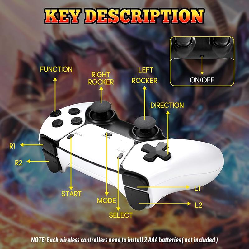 Новый 4K ТВ Игровая приставка 64 ГБ Встроенные 3/40000 игр Беспроводной контроллер Геймпад Ретро Портативная игровая консоль