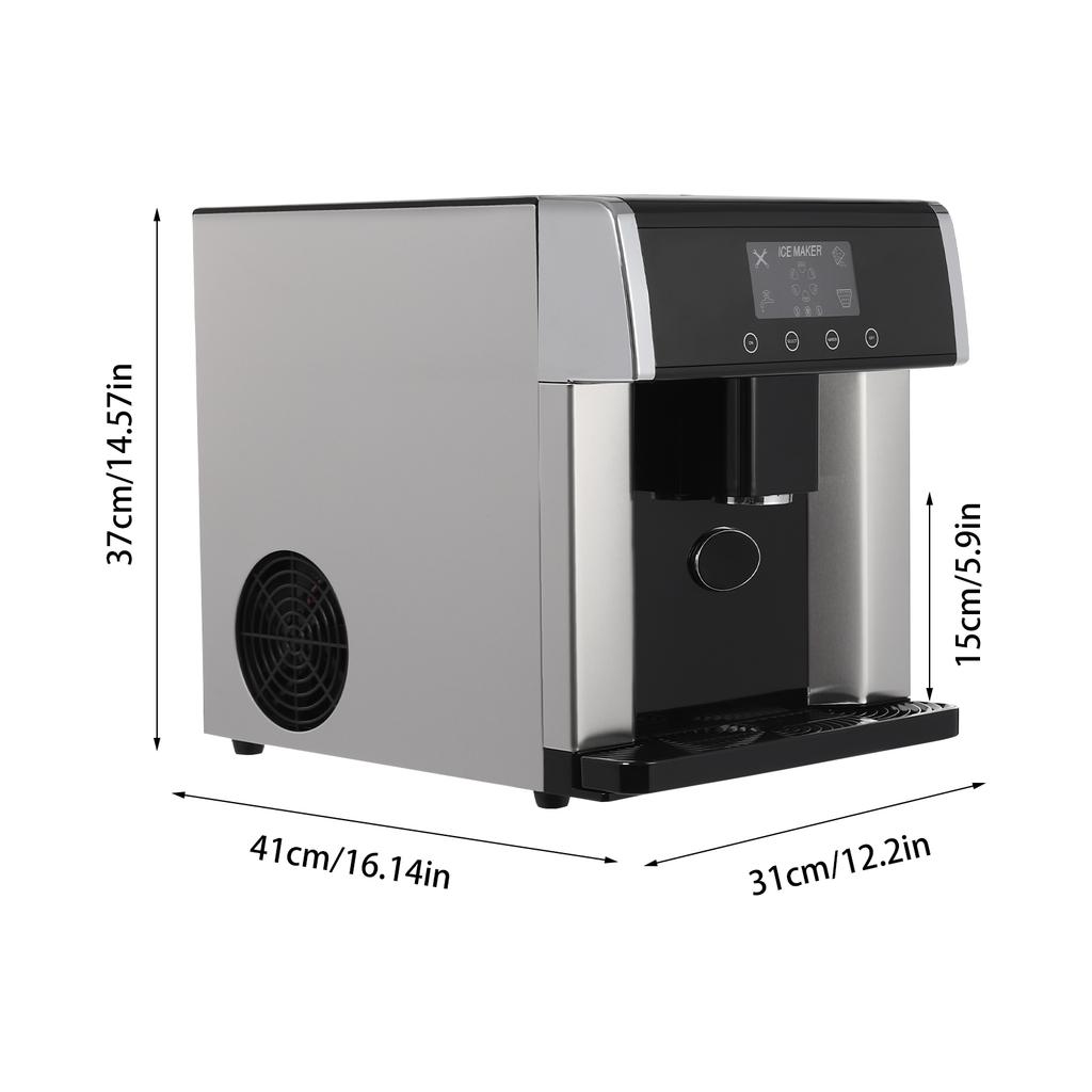 2-in-1 Ice Maker Countertop, 10 Ice Cubes In 8 Mins, 1.32LBS Storage, Touch Control, Self-Clean, for Home/Office/Bar
