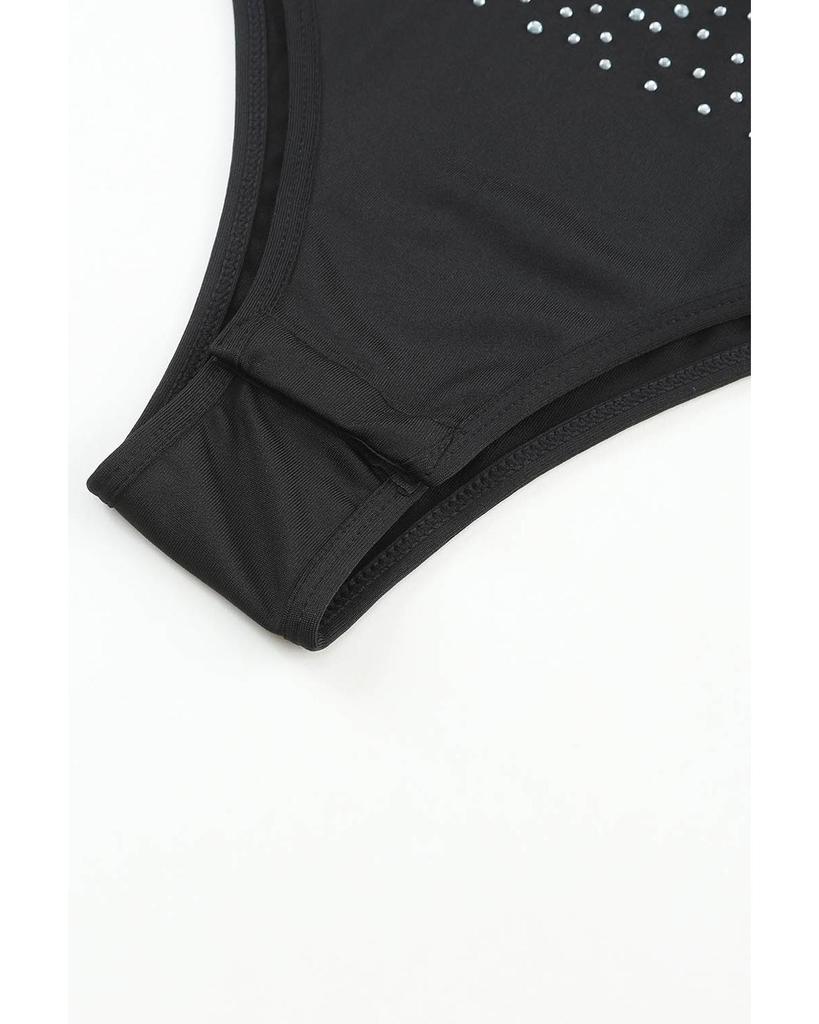 Azura Exchange Боди с короткими рукавами, украшенное стразами