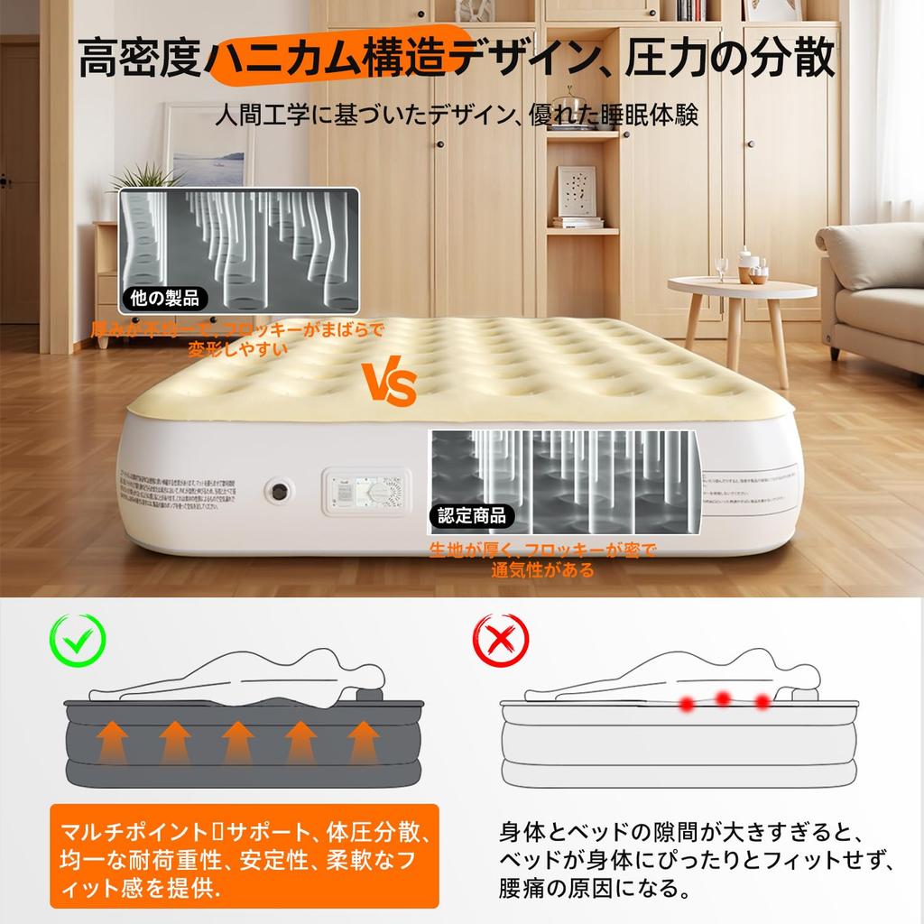 CHILLSUN Односпальная надувная кровать с электрическим насосом, прочная, для кемпинга, флокированная, 190 см длиной x 99 см шириной x 33 см высотой, вес 250 кг, удобная для сна, идеально подходит для домашнего использования