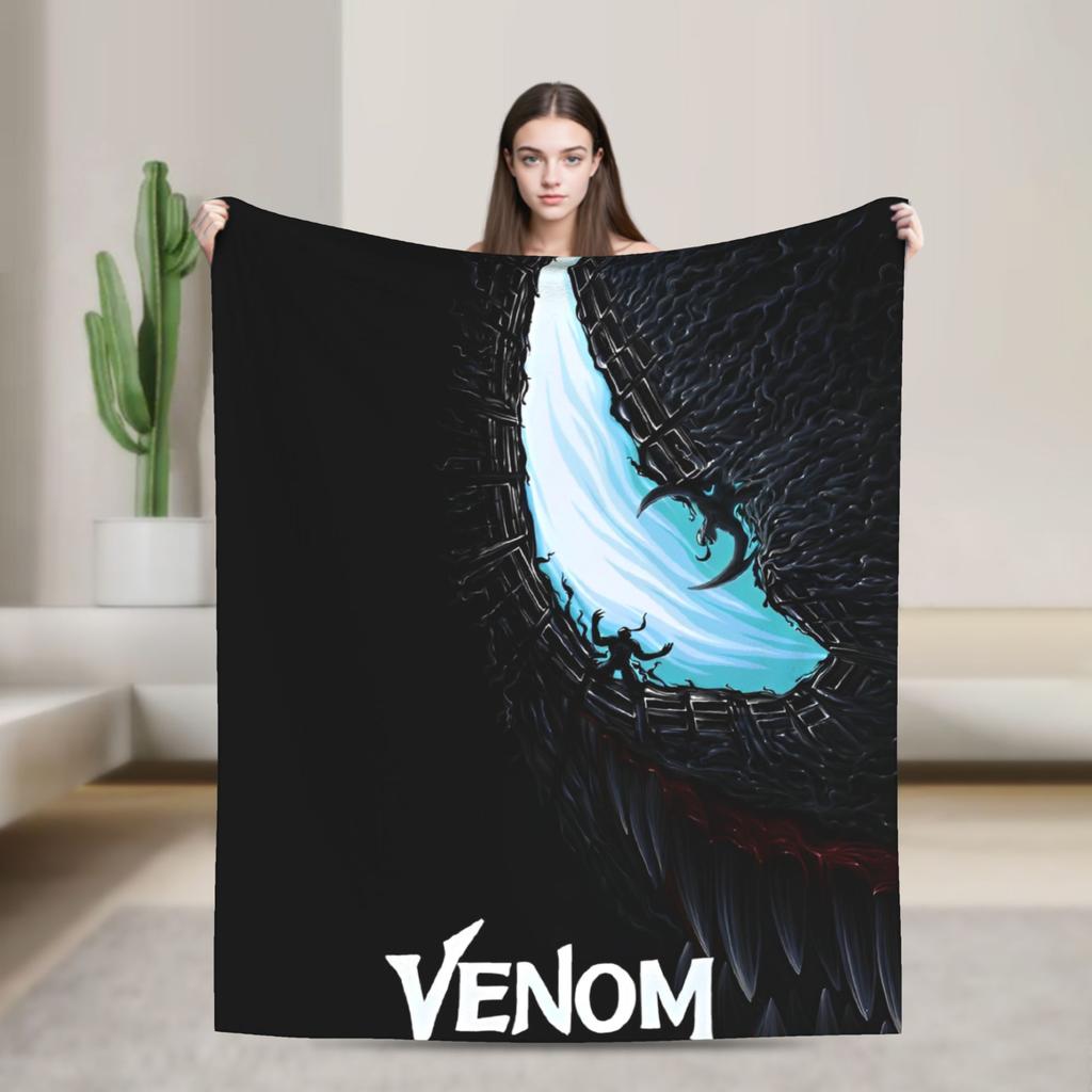 Venom cartoon Blanket  Travel Office Flannel Throw Blanket For Couch Chair Sofa Bed Soft Design Quality Bedspread Gift