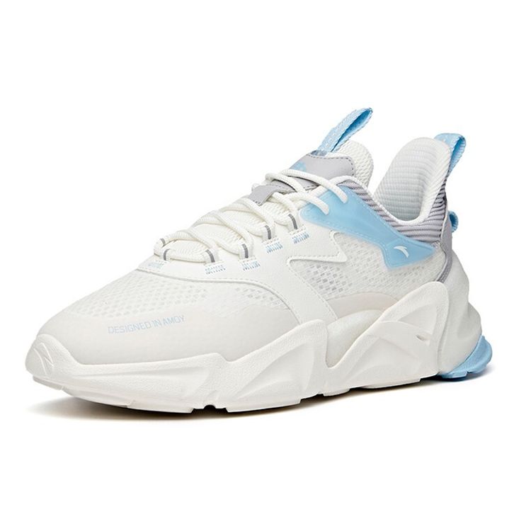 Anta Pulse 2 Fabric Synthetic Leather Shock Absorption Non-Slip Wear-Resistant Breathable Low-Top Dad Shoes Men Sneaker White Gray 912118852-4