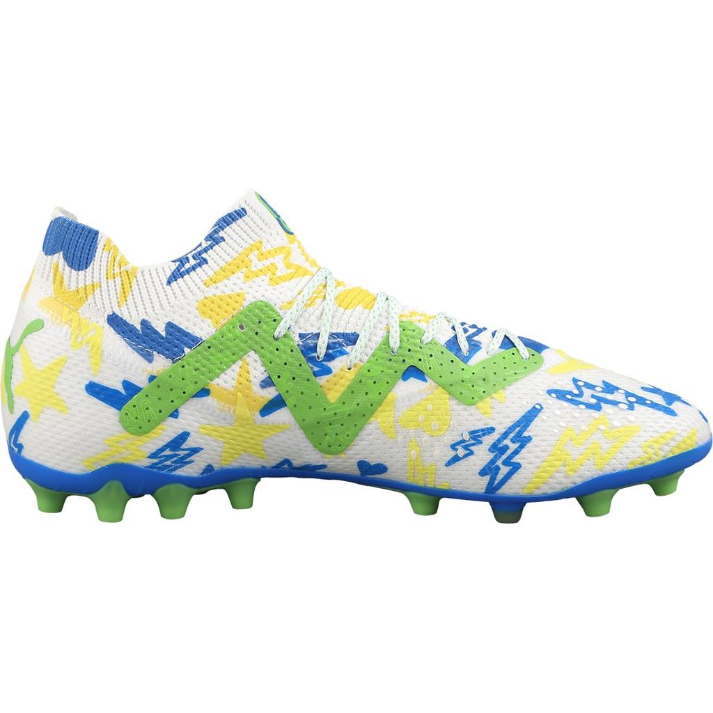 Puma Будущие Ultimate MG Многоцелевые Устойчивые к истиранию Дышащие Футбольные Бутсы Мужские Бело-Желто-Зеленые 107616-01