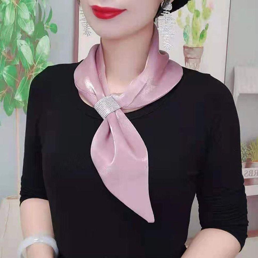 Women's Diamond Satin Silk Scarf with Cross Neckerchief Design