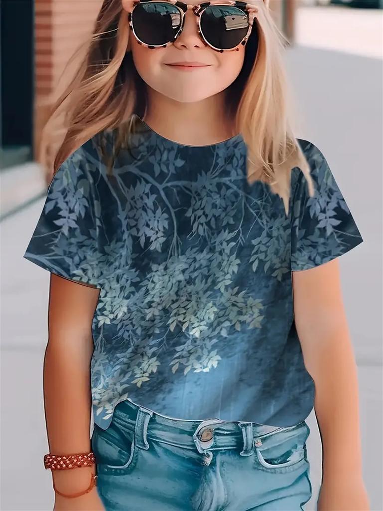 Цветочные повседневные 3D-принты модные забавные футболки для девочек летние топы с короткими рукавами футболки повседневные футболки одежда для девочек