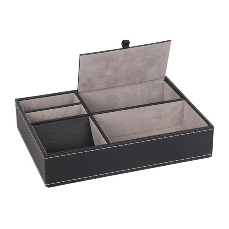 PU Leather Watch Protective Box Case Watch Jewelry Ring Display Storage Tray Desktop Holder Organizer for Women Men Organization