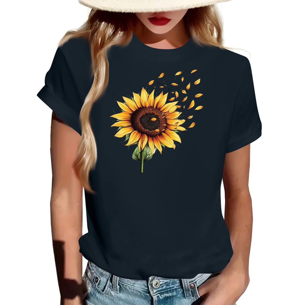 Женская модная футболка с круглым вырезом, повседневная, с ретро-принтом, с короткими рукавами