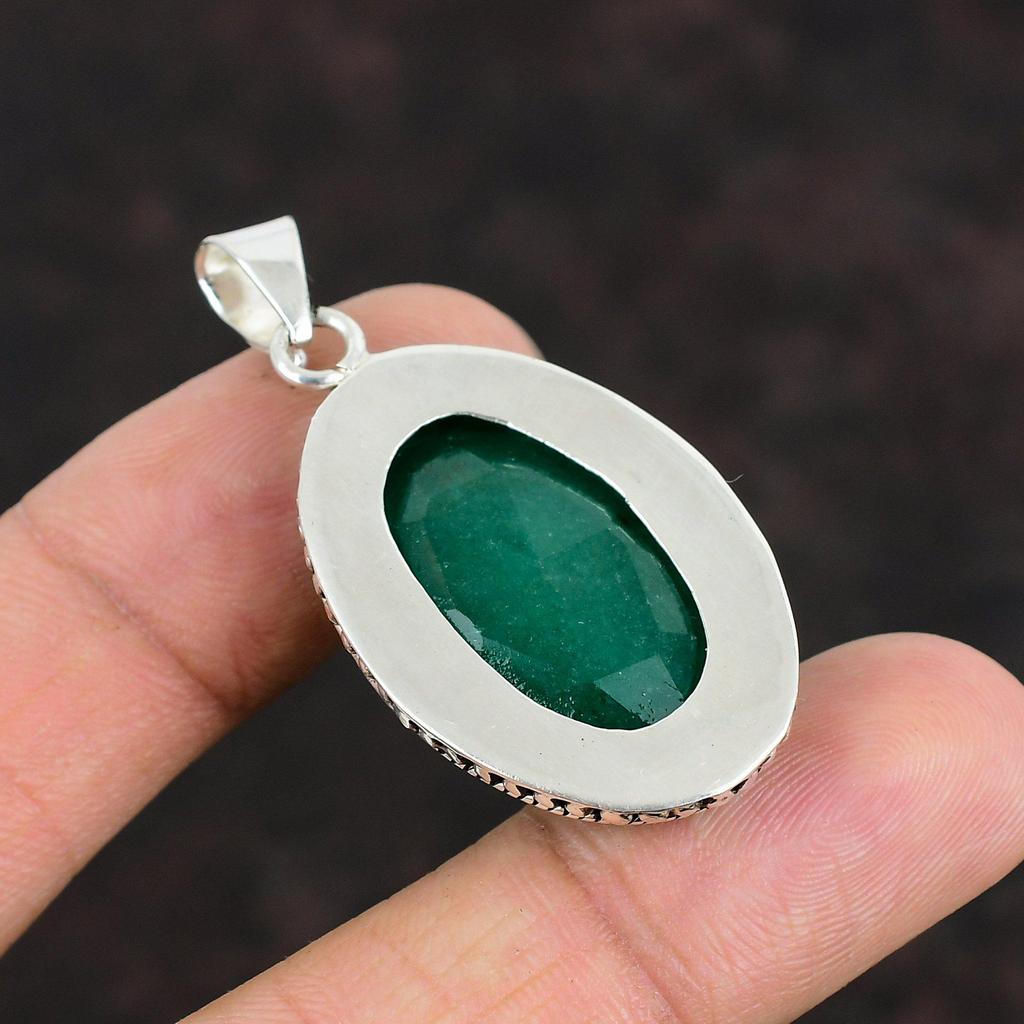 Faceted Zambian Emerald Pendant 925 Sterling Silver Pendant Very Pretty Gemstone Jewelry Handmade Statement Pendant Silver Jewelry For Gifts